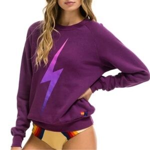 Aviator Nation Purple Lightning Bolt Sweatshirt
